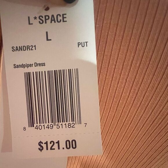 NWT l*space ribbed women's sandpiper‎ dress in size large with ruching and slit - Picture 10 of 11